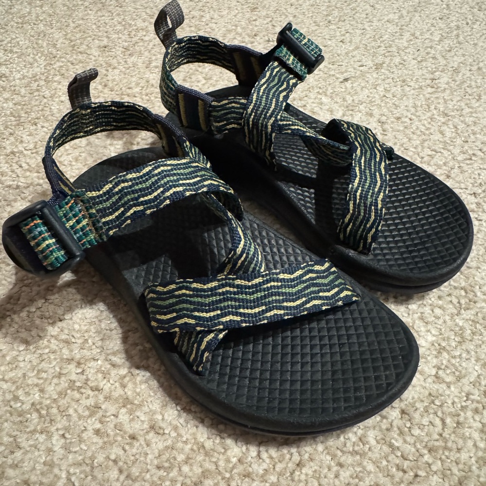 Chaco Black and Green Adventure Sandals with Secure Fit